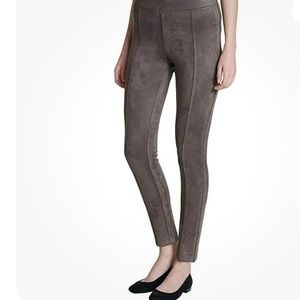 Andrew Marc Womens  Super Soft Stretch Faux Suede Pull On Pants Taupe Size Large